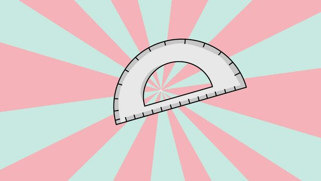 Animated video of an arc ruler icon with a rotating background