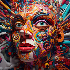psychedelic, parallel world, abstract reality, parallel universe, psychedelic hallucination, colors,
a man's face, abstract shapes, Geometric shapes' own face, generative AI