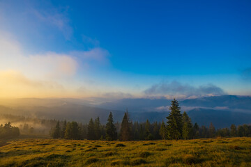 Photo of dawn in the mountains