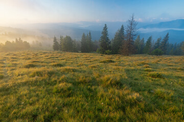 Photo of dawn in the mountains
