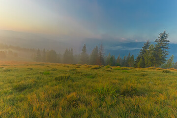 Photo of dawn in the mountains