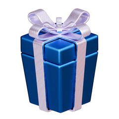 blue 3d gift box.blue gift box isolated on transparent background