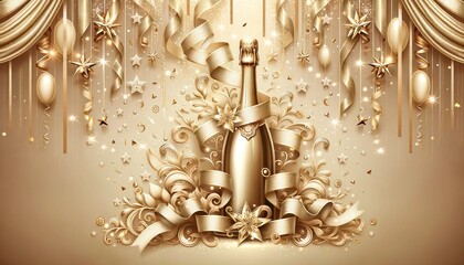 Champagne Gold Grandeur Wedding Festivity Background