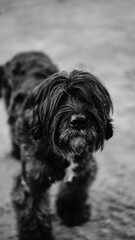 Old dog in black and white