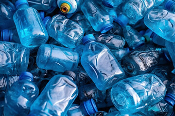 photo of used plastic bottles in recycling bin