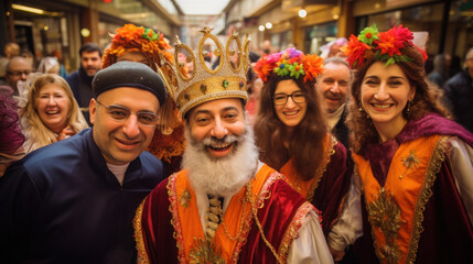 Naklejka premium People in the Purim festival of Jew in Israel
