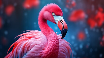 Obraz premium close up of a pink flamingo ai generated