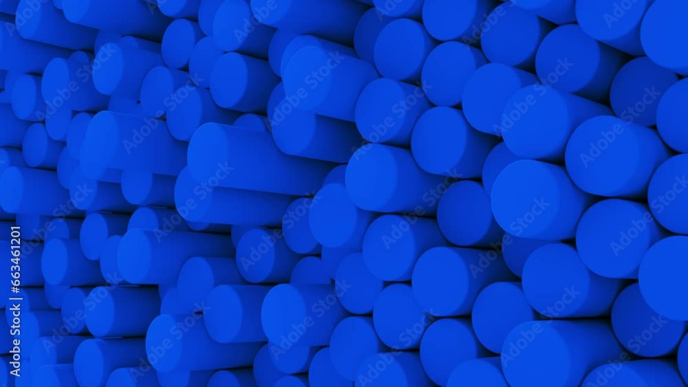 Aufkleber abstract cylinder pattern on blue background. video loop 3d.