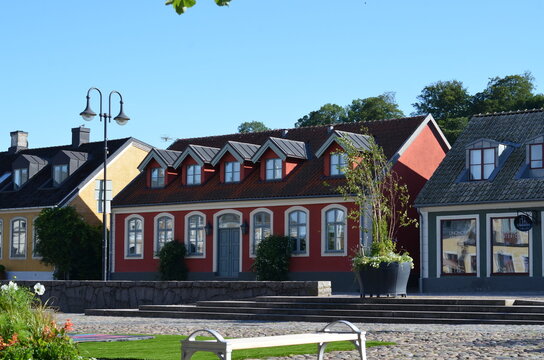 Old, Authentic Sk&aring;ne in B&aring;stad, Sweden: Charming Summer Scenes in a Quaint Small Town