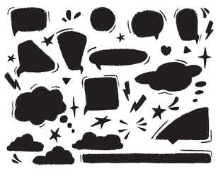 Set of speech bubbles. Conversational clouds, vnctor, chalk texture. Collection of hand drawn infographic vectors.