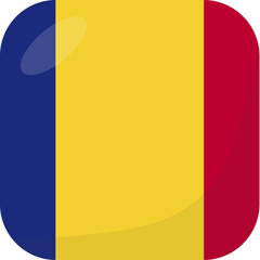 Chad flag square 3D cartoon style.