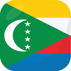 Comoros flag square 3D cartoon style.