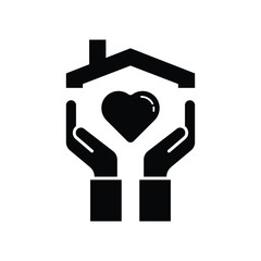 Fototapeta premium Hands holding house with heart icon vector