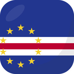 Cape Verde flag square 3D cartoon style.