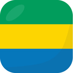 Gabon flag square 3D cartoon style.
