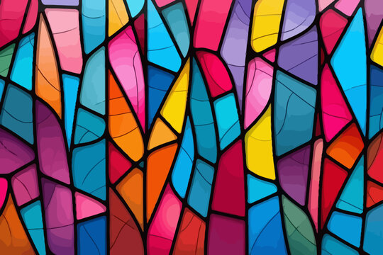 Stained glass window quirky doodle pattern, wallpaper, background, cartoon, vector, whimsical Illustration
