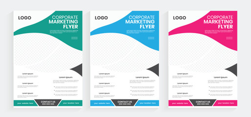 Corporate business marketing a4 size graphic flyer design, industry annual report a4 paper sheet design, commercial editable flyer cover page, brochure layout, and print handout template