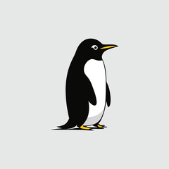 Penguin. Flat vector illustration isolated on white. Polar animal logo white background