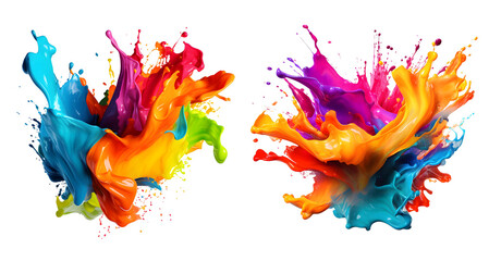 Vibrant and Bold Colorful Paint Splash Transparent Background