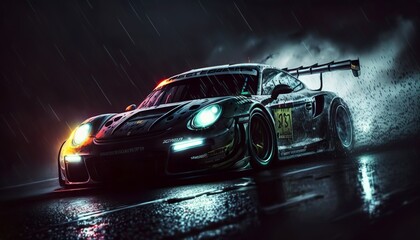 racing car speeding at night shadow