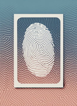 riproduzione di immaginaria impronta digitale bianca su sfondo astratto, arte contemporanea