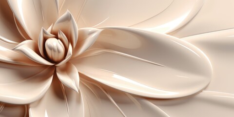 Beautiful abstract beige glossy metallic floral design background. beautiful Generative AI AIG32 - obrazy, fototapety, plakaty