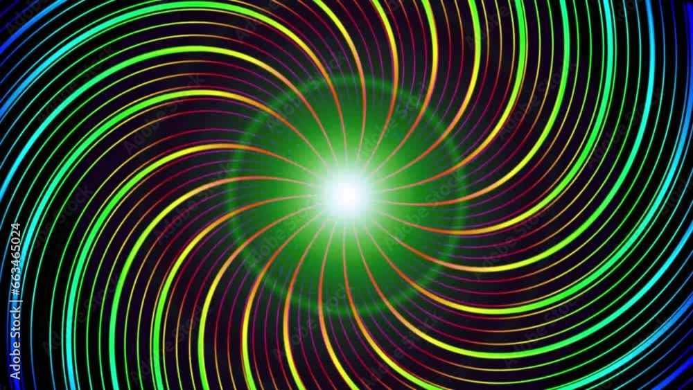 Poster colorful lighting background. colorful twisted shapes in rotating motion, seamless loop.e_1321
