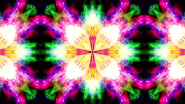 Abstract color floral kaleidoscope background animation .