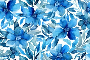 A lovely seamless pattern of watercolor floral motifs. Generative AI