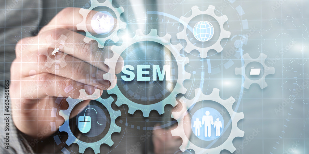Poster sem search engine optimization traffic website internet business technology communication concept