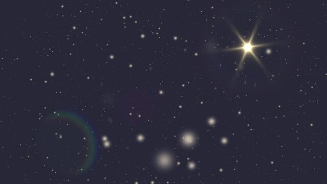 Night sky animation with stars and snowflakes