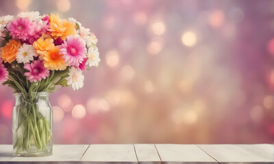 Beautiful flowers bouquet and bokeh background