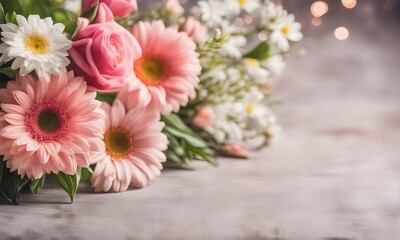 Obraz na płótnie Canvas Beautiful flowers bouquet and bokeh background