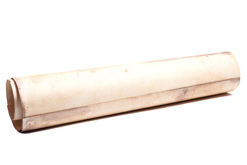 Scroll of vintage paper isolated on white.