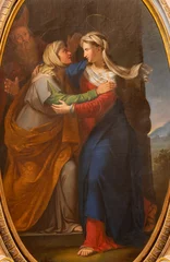 Foto op Plexiglas GENOVA, ITALY - MARCH 5, 2023: The painting of Visitation the church Basilica di Santa Maria delle Vigne by Giuseppe Passano (1786 - 1849). © Renáta Sedmáková