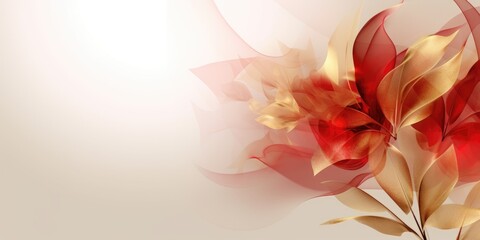 Beautiful abstract red and gold transparent floral design background. beautiful Generative AI AIG32