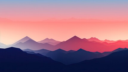 Fototapeta premium a mountain range with a pink sky in the background and a blue sky in the foreground. generative ai