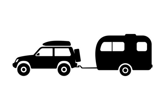 black suv towing camper trailer clip art preview