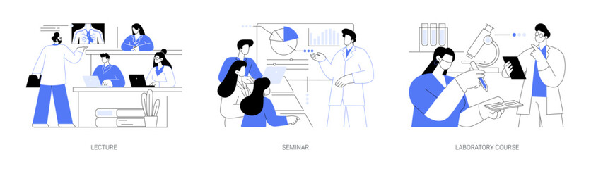 Medical college classes isolated cartoon vector illustrations se
