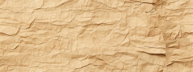 Fototapeta premium Seamless crumpled brown grocery bag, butcher or kraft packing paper background texture. Wrinkled card stock closeup pattern. Moving day, postal shipping or arts and crafts backdrop