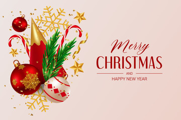 Fototapeta premium Merry christmas and happy new year vector illustration background wallpaper