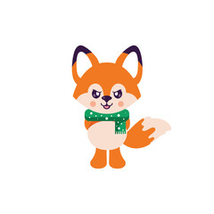 cartoon angry fox illustration with scarf