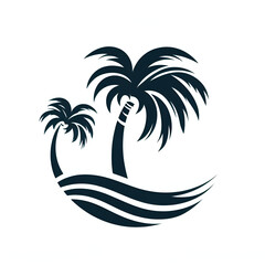 Fototapeta na wymiar tropical island with palm trees isolated on white background 