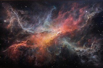 A vivid chalk drawing of a nebula against a blackboard