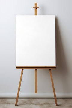 An empty white canvas on an easel