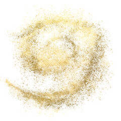 Gold sparkle splatter border . Gold Foil Frame shiny swirl. Gold brush stroke on transparent background.
