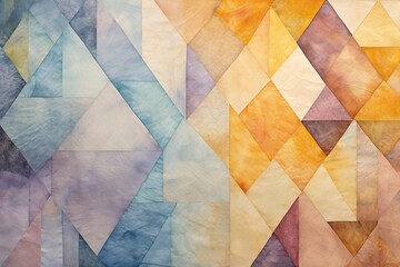 Patchwork quilt of watercolor textures arranged in a geometric pattern