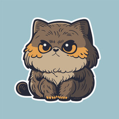 Cartoon illustration of cute manul, wild cat