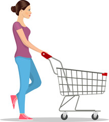 shopping woman with a cart