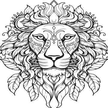 Mandala Coloring page with a lion